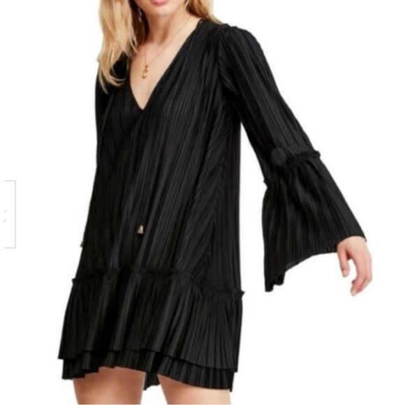 Free People I can’t help it pleated short black dress XS - Picture 2 of 8